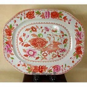 Mason's Ironstone China Meat Platter - Indian Grasshopper Orange