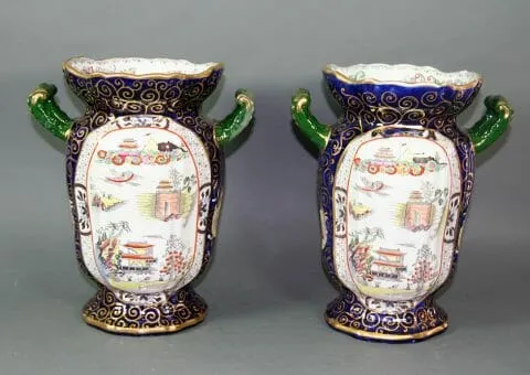 A pair of Mason's Ironstone China vases