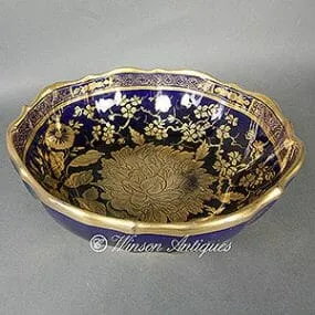 Mason's Ironstone China Bowl - Mazarine Blue & Gilded Flower