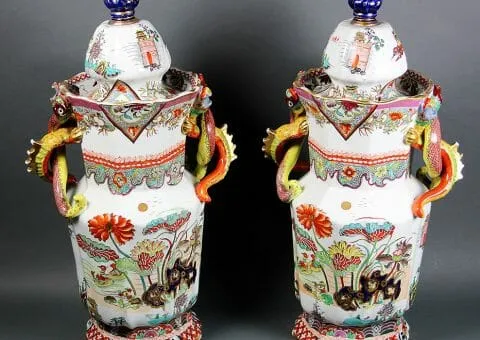 Rare Pair of Mason's Ironstone China Vases