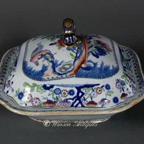 Mason's Ironstone China Vegetable Tureen - Long-Tailed Bird Pattern