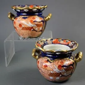 Mason's Ironstone China Vases - Old School House Pattern